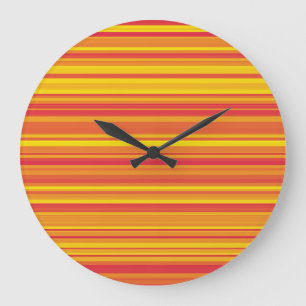 Orange Red Yellow Stripes Large Clock