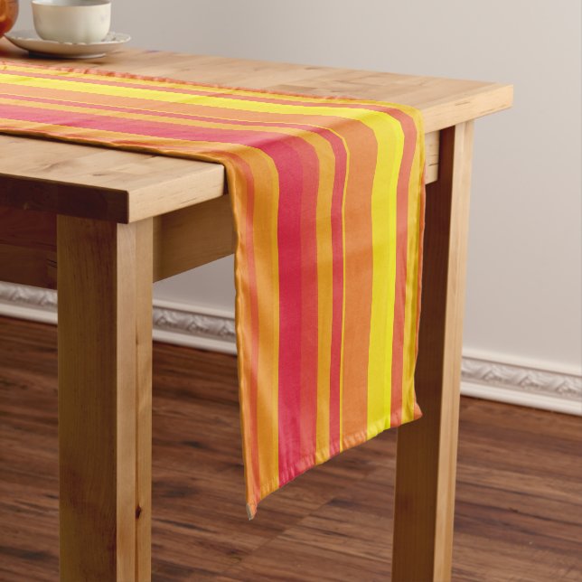 Orange Red Yellow Stripes Long Table Runner (In Situ)