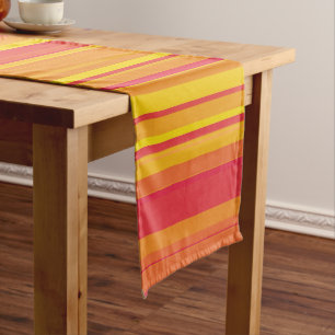 Orange Red Yellow Stripes Long Table Runner