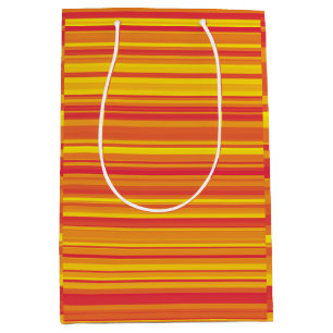 Orange Red Yellow Stripes Medium Gift Bag