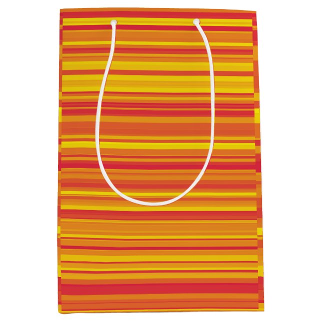 Orange Red Yellow Stripes Medium Gift Bag (Front)