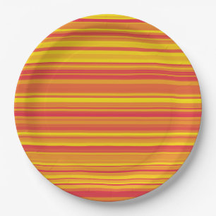 Orange Red Yellow Stripes Paper Plate