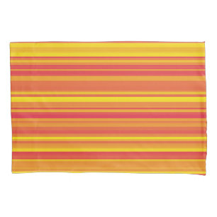 Orange Red Yellow Stripes Pillowcase