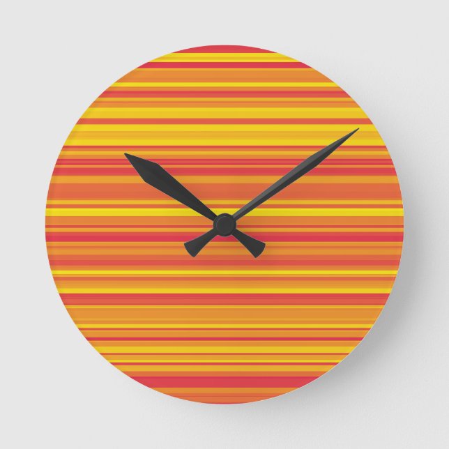 Orange Red Yellow Stripes Round Clock (Front)