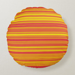 Orange Red Yellow Stripes Round Cushion