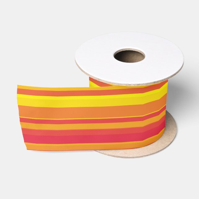 Orange Red Yellow Stripes Satin Ribbon (Spool)