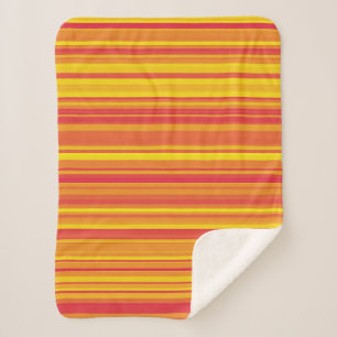 Orange Red Yellow Stripes Sherpa Blanket