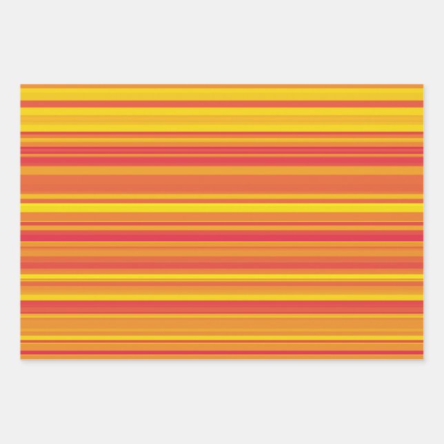 Orange Red Yellow Stripes Wrapping Paper Sheet (Front)