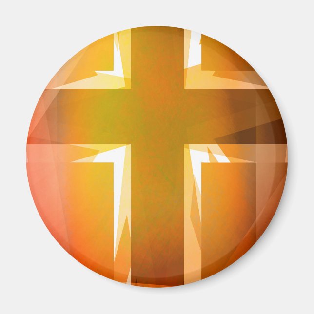 Orange religious cross magnet (Front)