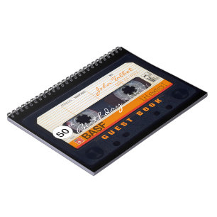 Orange Retro Audiotape 50th birthday GuestBook NB Spiral Notebook