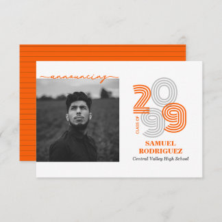 Orange Retro Big Numbers Class of Photo Invitation