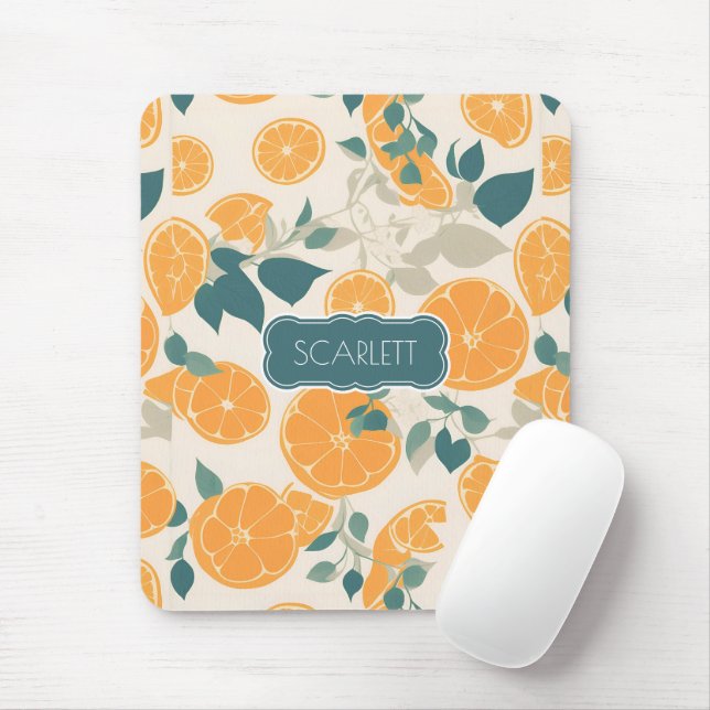 Orange Retro Colourful Personalised Pattern Mouse Pad (With Mouse)