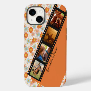 Orange Retro Daisy 4 Photo Horse Collage Name iPhone 14 Case