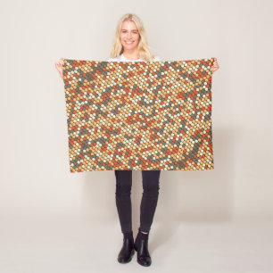 Orange retro dots pattern fleece blanket