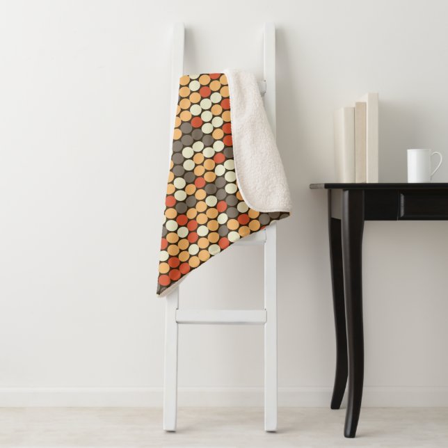 Orange retro dots sherpa blanket (In Situ)