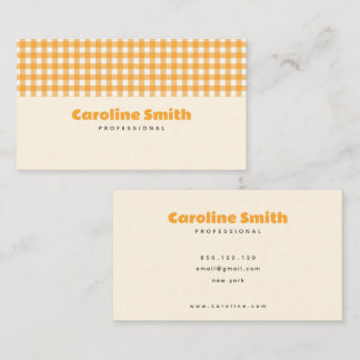 orange retro gingham business card