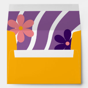 Orange Retro Groovy Floral Envelope