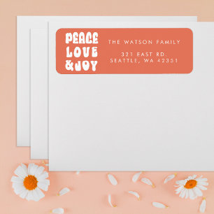 Orange Retro Groovy Peace Love Joy Holiday
