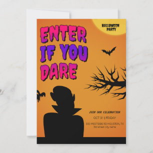 Orange Retro Halloween Invitation,Halloween Night Invitation