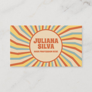 Orange Retro Line with QR Business Card