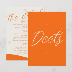 Orange Retro Modern Bold Wedding Details Enclosure Card