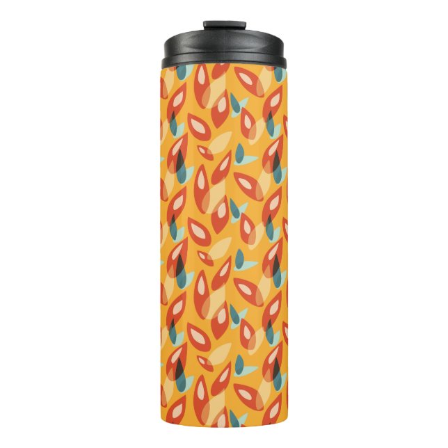Orange Retro Modern Design - 70s Style Geometric Thermal Tumbler (Front)
