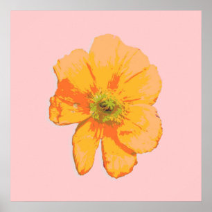 Orange Retro/ PopArt Flower Poster