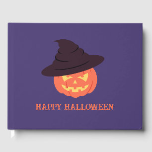 Orange Retro Pumpkin Happy Halloween Guest Book