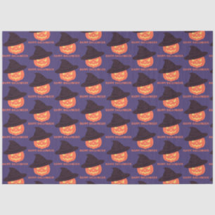 Orange Retro Pumpkin Happy Halloween Tissue Paper