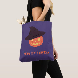 Orange Retro Pumpkin Happy Halloween Tote Bag