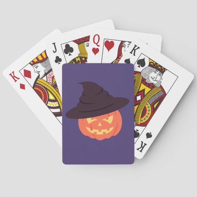 Orange Retro Pumpkin Poker Cards Vintage Hallowen (Back)