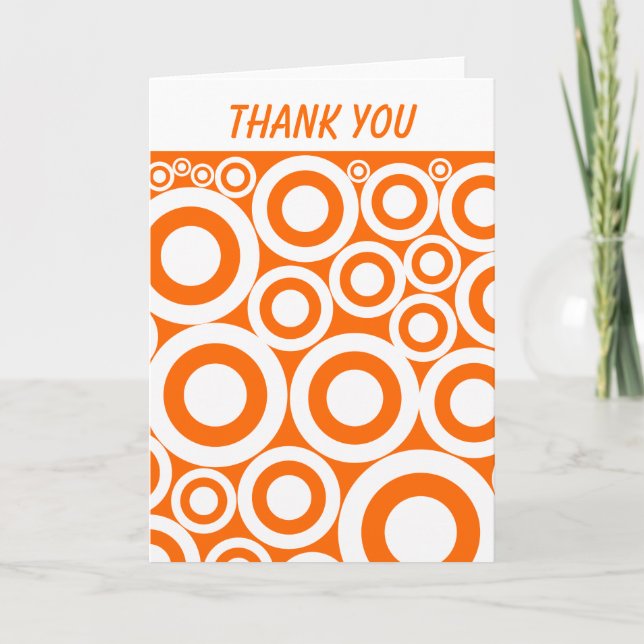 Orange Retro Rings Thank You Card (Front)