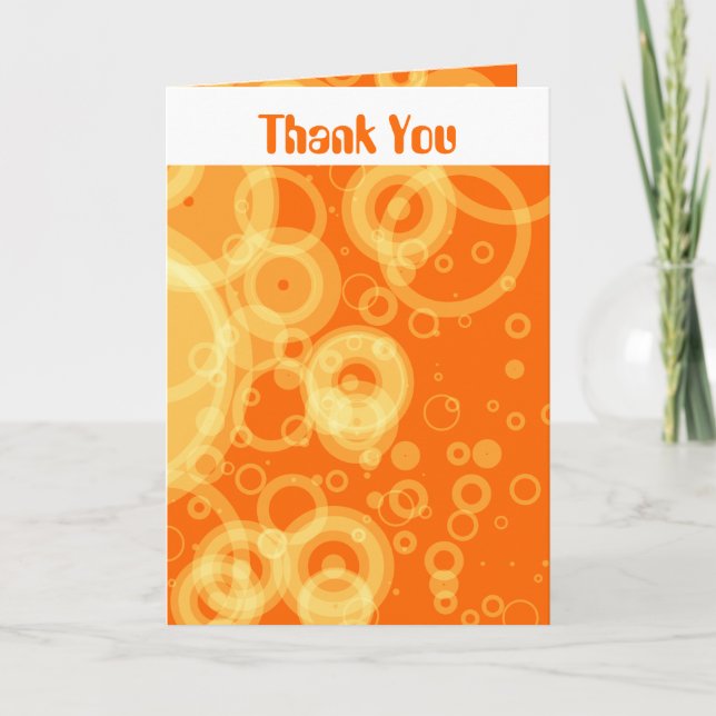 Orange Retro Rings Thank You Card (Front)