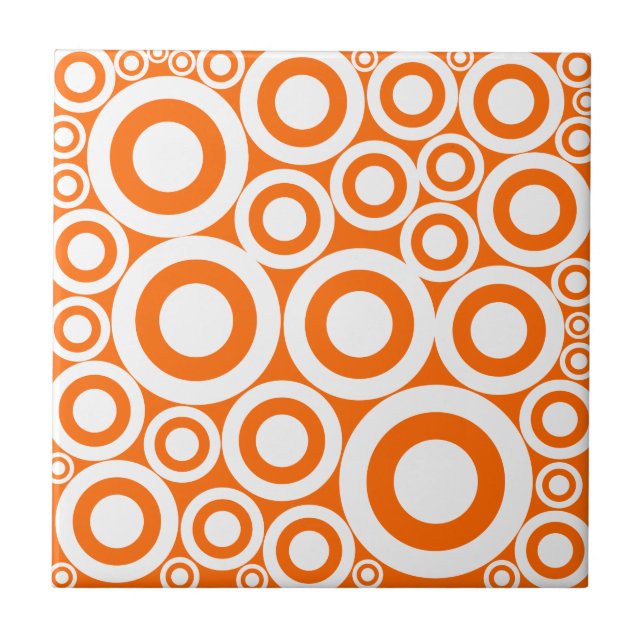 Orange Retro Rings Tile (Front)