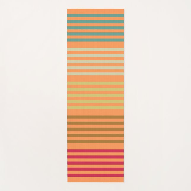 Orange Retro Stripes Yoga Mat (Front)