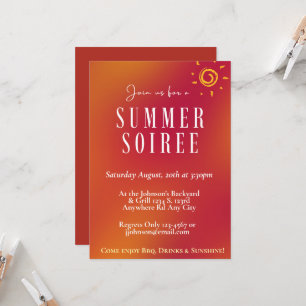 Orange Retro Sunset Gradient Summer Soirée Party Invitation
