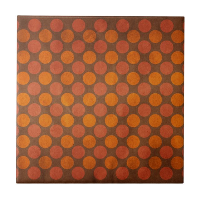 Orange retro vintage dots pattern tile (Front)