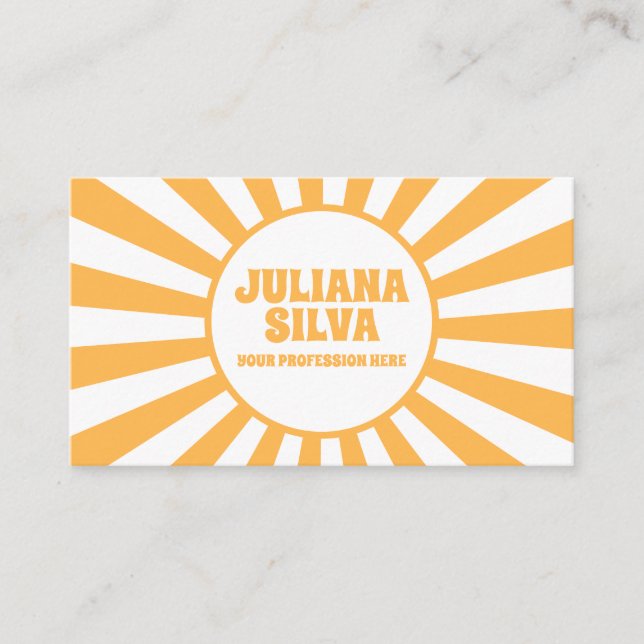 Orange Retro with QR Business Card (Front)