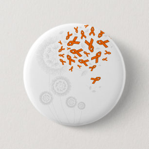 Orange Ribbon And Dandelion Leukaemia Awareness Mo 6 Cm Round Badge