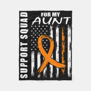 Orange Ribbon Aunt Leukaemia Awareness Usa Flag Ca Fleece Blanket