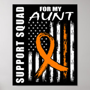 Orange Ribbon Aunt Leukaemia Awareness USA Flag Ca Poster