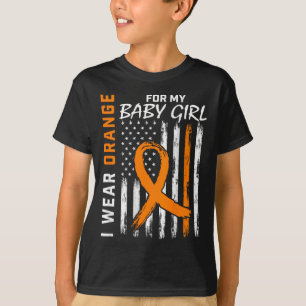 Orange Ribbon Baby Girl Leukaemia Awareness T-Shirt