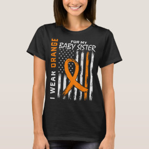 Orange Ribbon Baby Sister Leukaemia Awareness Flag T-Shirt