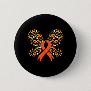 Orange Ribbon Butterfly Leukaemia Awareness Surviv 6 Cm Round Badge