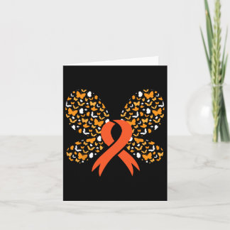 Orange Ribbon Butterfly Leukaemia Awareness Surviv Card