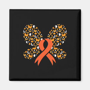 Orange Ribbon Butterfly Leukaemia Awareness Surviv Magnet