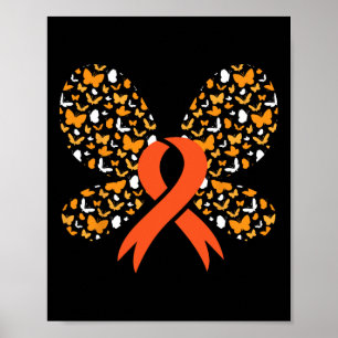 Orange Ribbon Butterfly Leukemia Awareness Survivo Poster