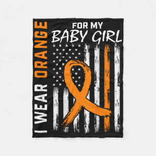 Orange Ribbon Byby Girl Leukaemia Awareness Fleece Blanket