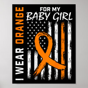 Orange Ribbon Byby Girl Leukaemia Awareness  Poster