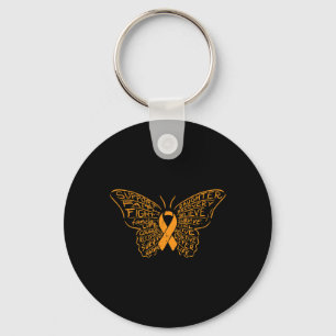 Orange Ribbon Cancer Leukaemia Awareness Support Key Ring